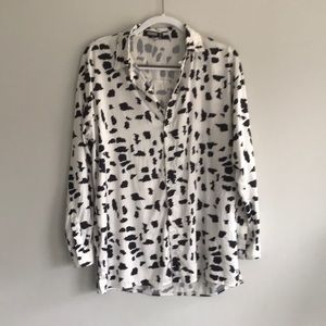 Silky Missguided Cow / Dalmatian pattern button up blouse